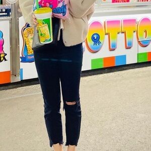 Levi’s 724 High Rise Straight Crop Washed Black Size 27